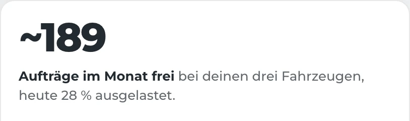 Freie Aufträge im Potenzial-Check: Wie viele Aufträge deine Fahrzeuge im Monat noch schaffen.